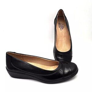LifeStride Slip on Wedge Loafer Pumps Black Faux Leather Shoes Women's Size 8.5M